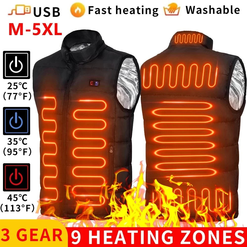 USB Heated Vest — 9 Heating Zones