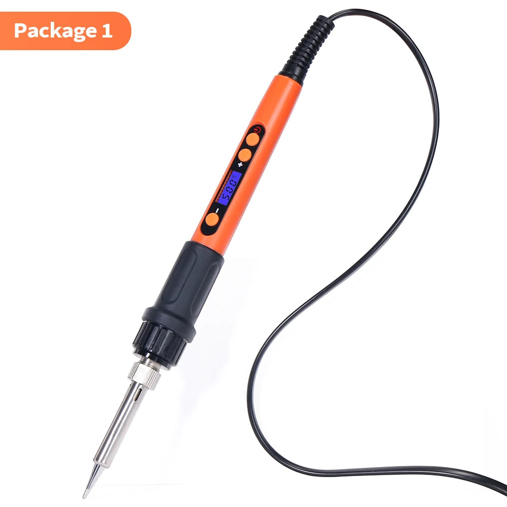 928D-I digital soldering iron with cord on a white background
