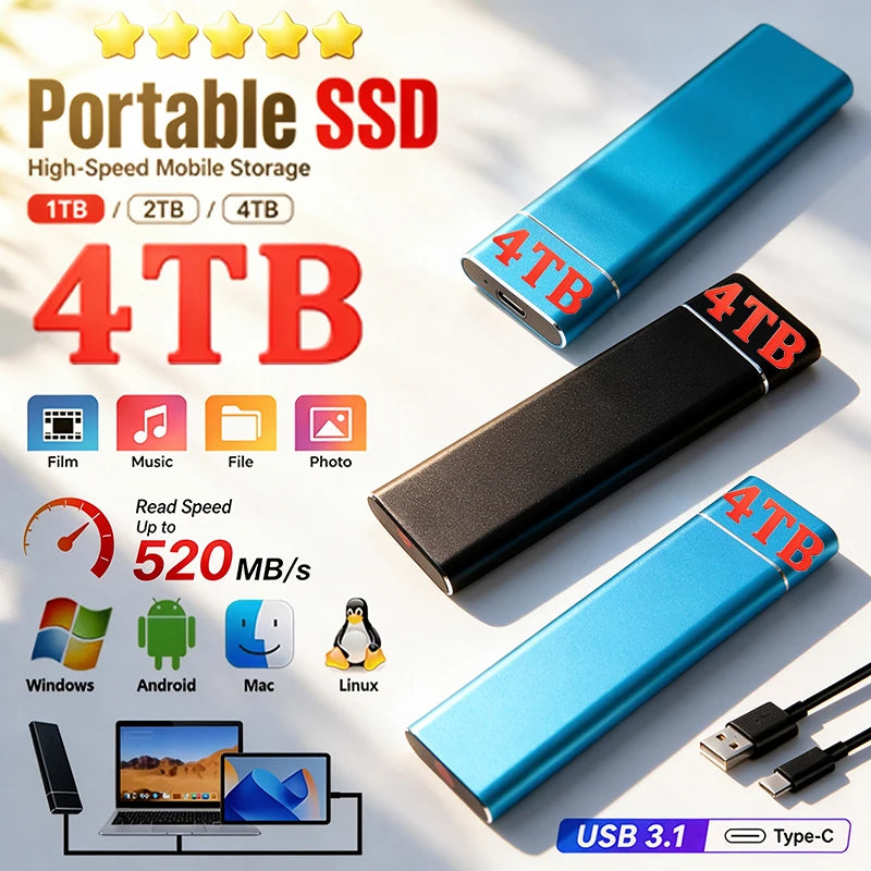 Portable USB-C External SSD with USB 3.1