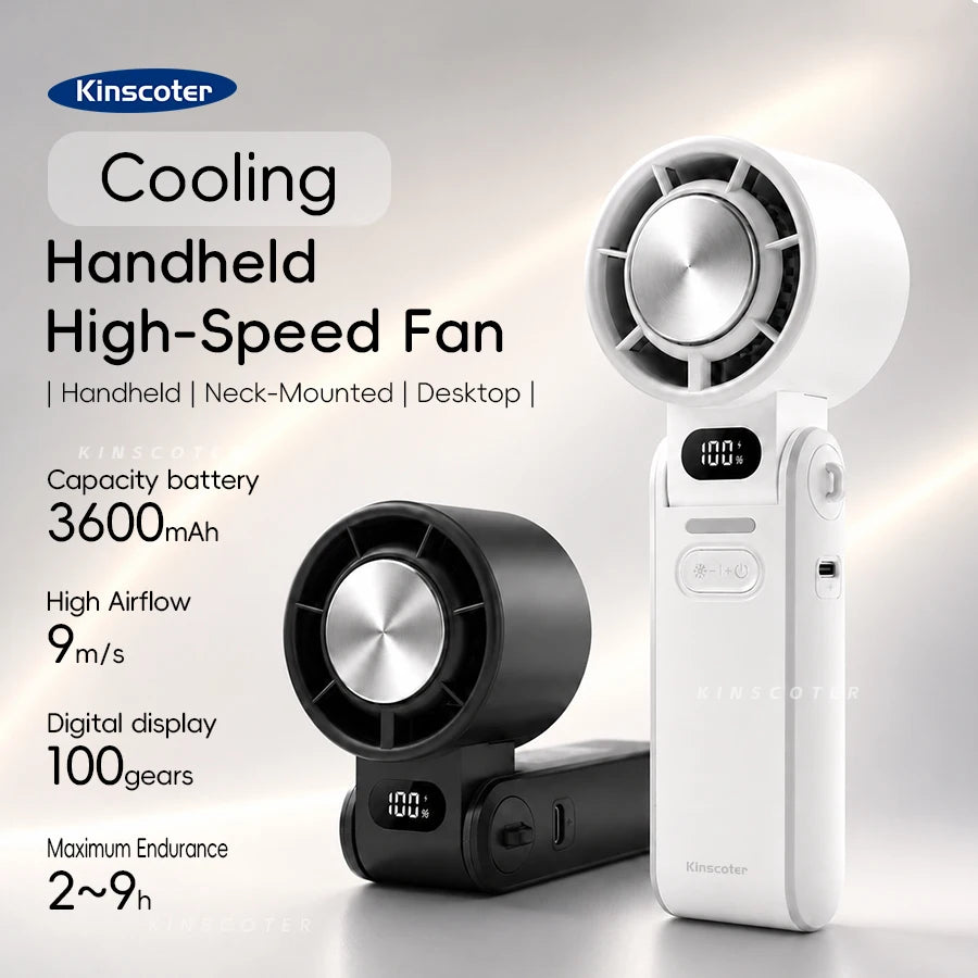Handheld Turbo Fan — Ice-Cool, 100 Speeds