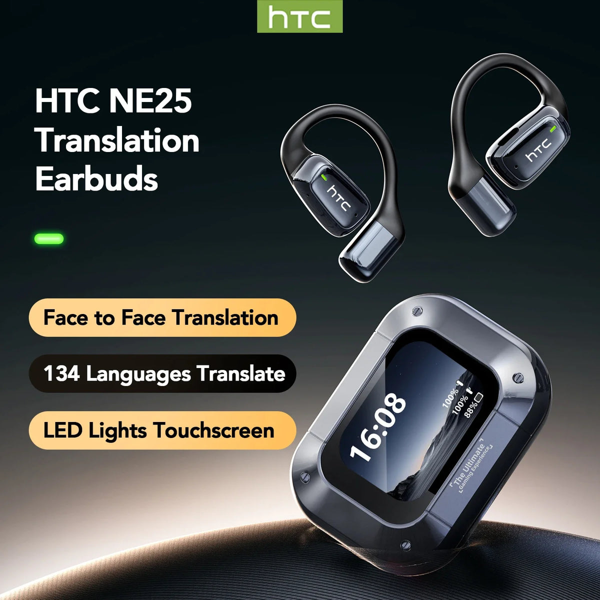 HTC NE25 AI Translation Wireless Earbuds with Charging Case