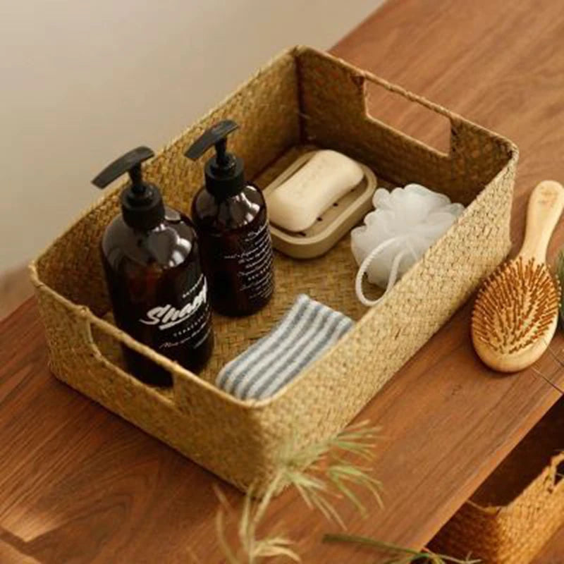 Natural Woven Seagrass Storage Basket – 4 Variants
