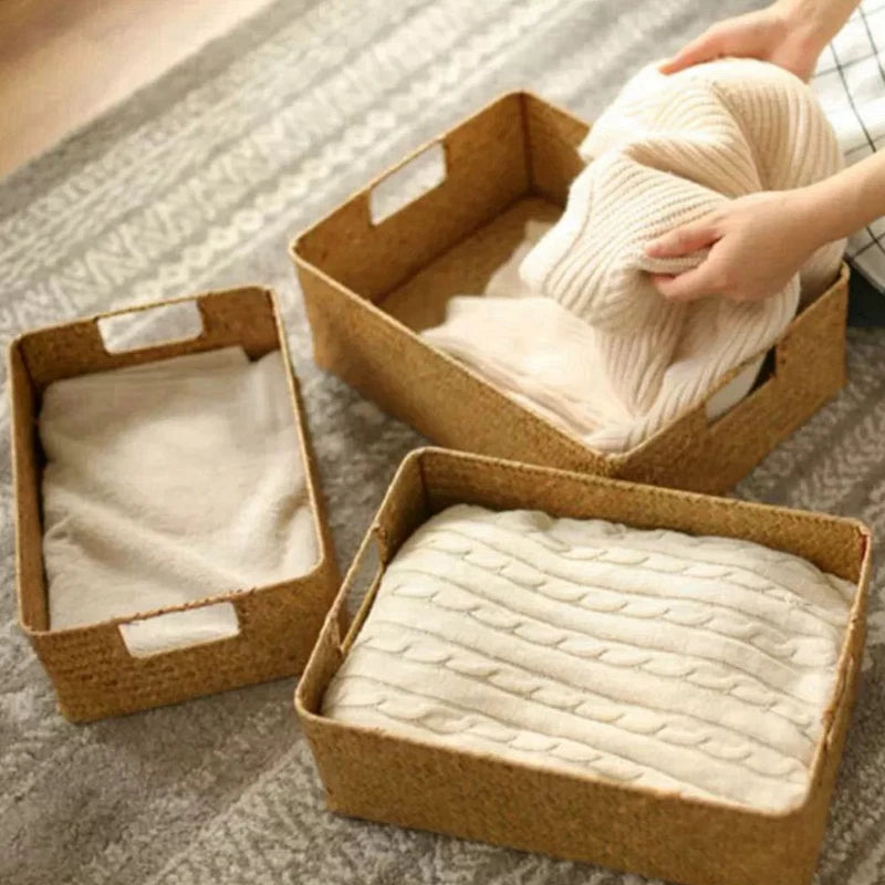 Natural Woven Seagrass Storage Basket – 4 Variants