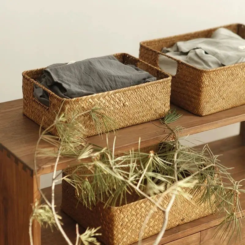 Natural Woven Seagrass Storage Basket – 4 Variants