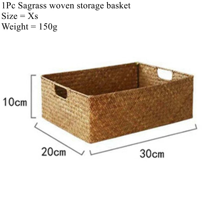 Natural Woven Seagrass Storage Basket – 4 Variants