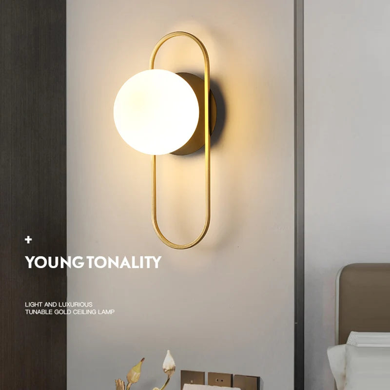 Nordic Glass Ball LED Wall Light for Living Room Interior Bedroom LED Wall Lighting Fixture with 7w G9 Bulb Wall Sconce for Home