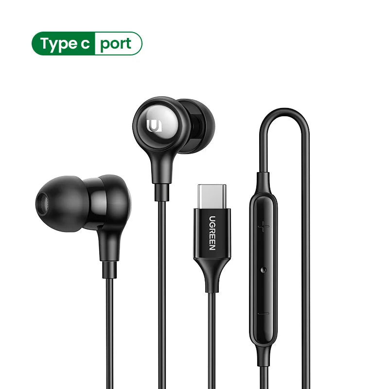 UGREEN Wired In-Ear Earphones with Mic, 3 Connector Options