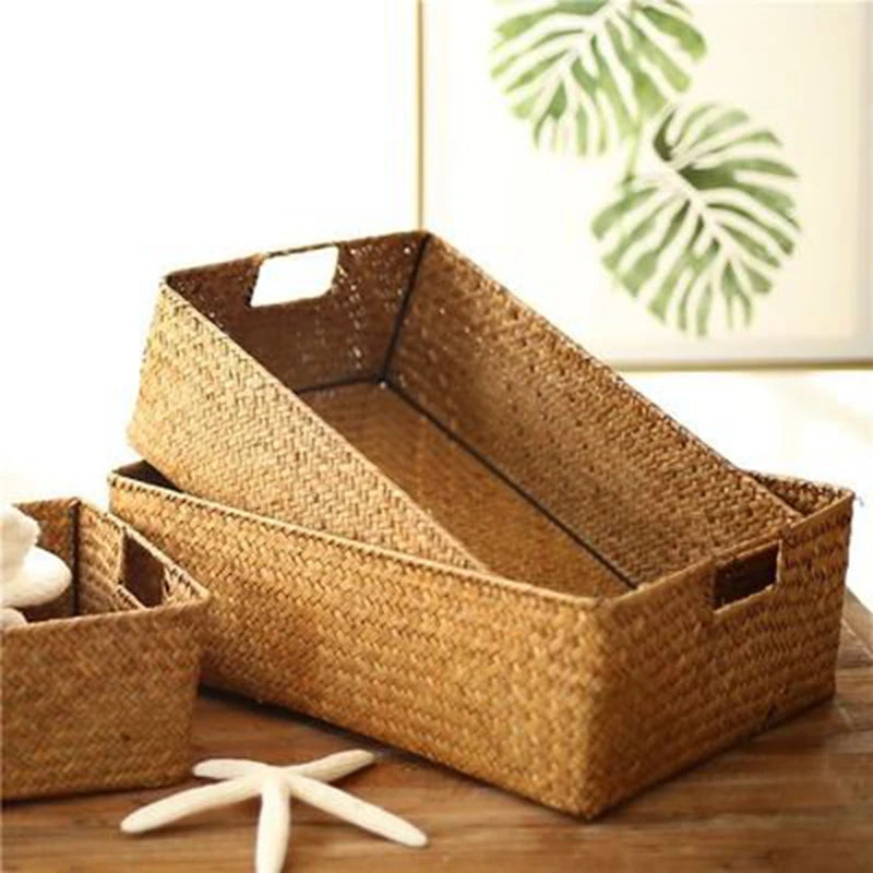 Natural Woven Seagrass Storage Basket – 4 Variants