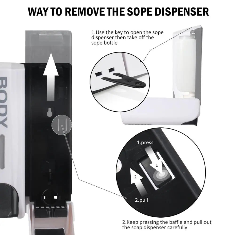 Wall-Mounted 350 ml Soap Dispenser – 1 to 3 Chambers