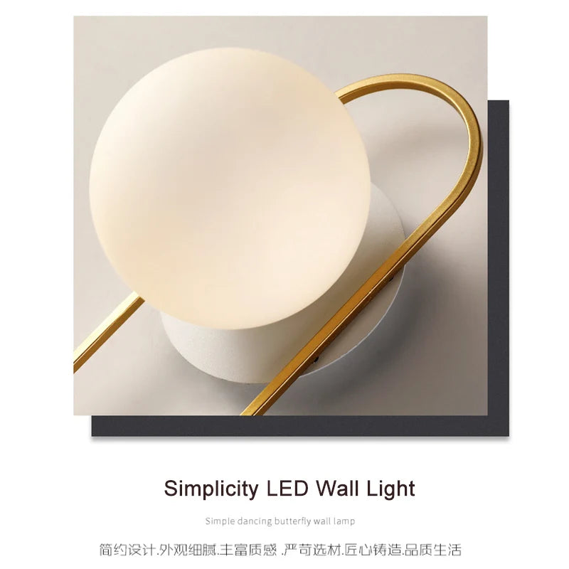 Nordic Glass Ball LED Wall Light for Living Room Interior Bedroom LED Wall Lighting Fixture with 7w G9 Bulb Wall Sconce for Home