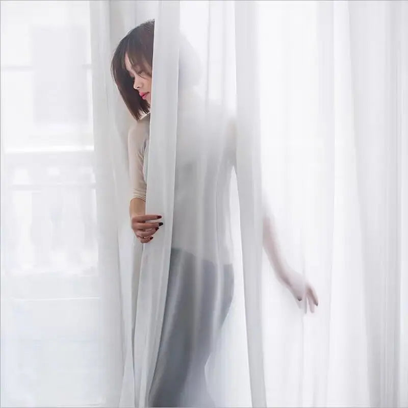 S-Fold Sheer White Curtains – Soft Wave Voile Panels