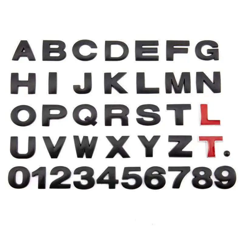 1Pcs 3D Metal 45mm 25mm DIY Letters Alphabet Emblem Numbers Chrome Labeling Car Sticker Digital Badge Accessories Motorcycle