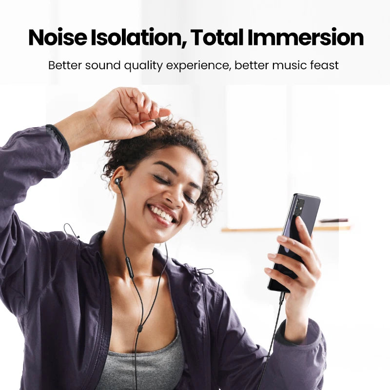 UGREEN Wired Earphone With Microphone In Ear 3.5mm Noise Cancelling USB Type C Lightning Earphones For iPhone 15 Pro Max Xiaomi
