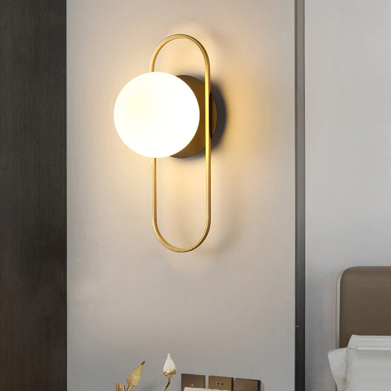 Nordic Glass Ball LED Wall Light for Living Room Interior Bedroom LED Wall Lighting Fixture with 7w G9 Bulb Wall Sconce for Home