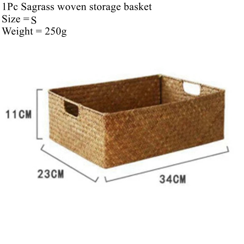 Natural Woven Seagrass Storage Basket – 4 Variants