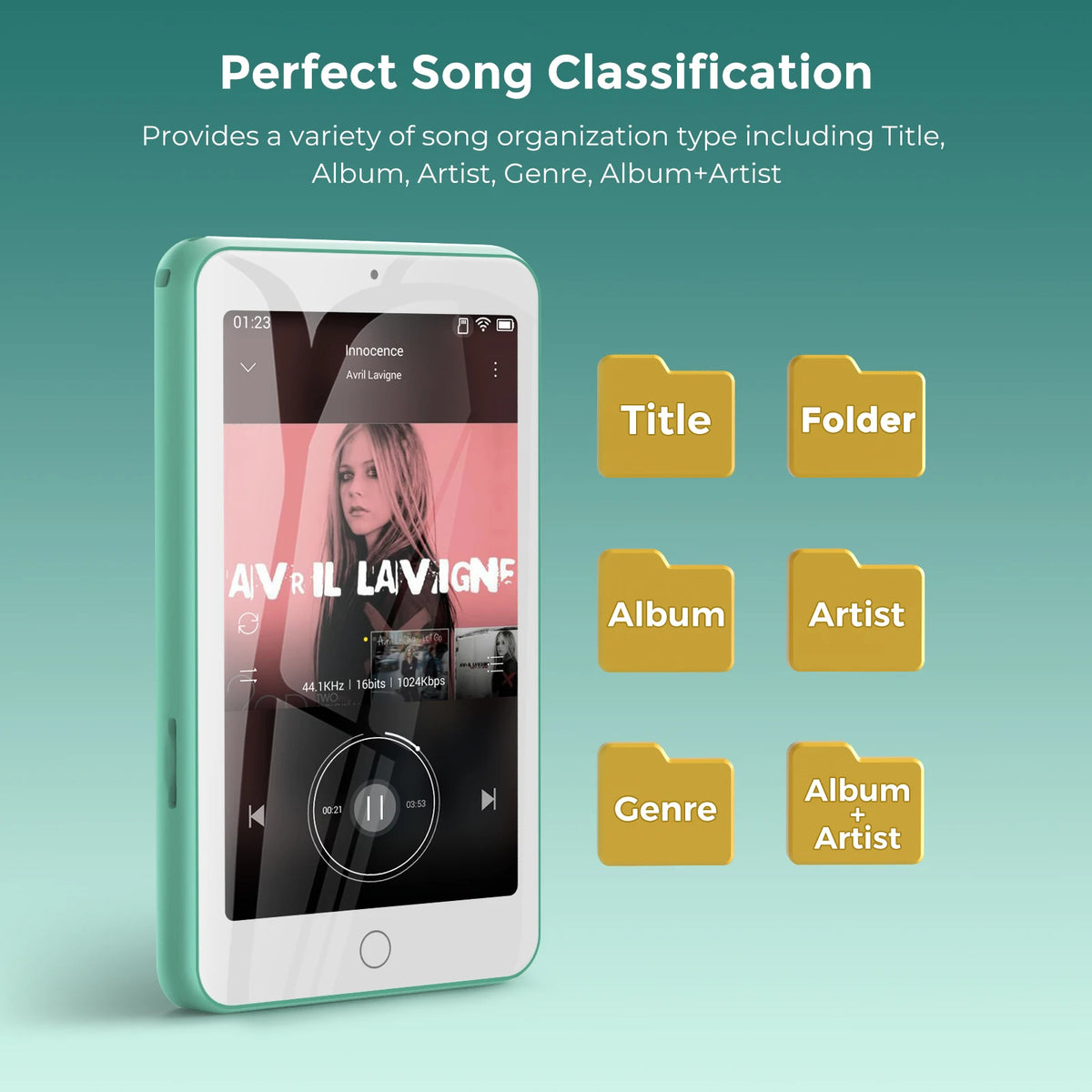 mp3 player bluetooth and wifi, MP3/MP4 music player with video, speakers, FM radio, eBooks, capacity up to 512 GB