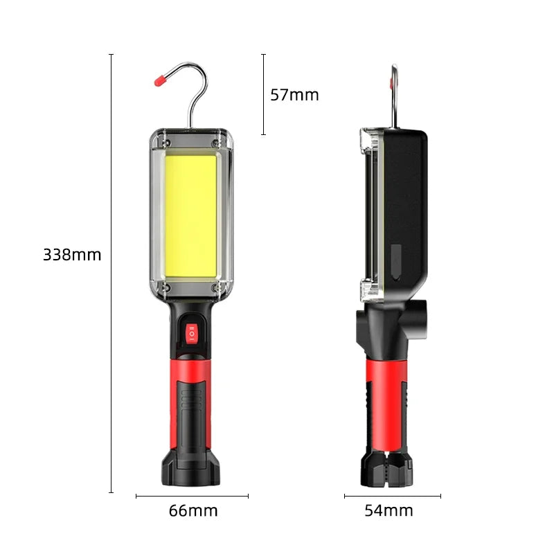 COB Floodlight Rechargeable Lamp Led Work Light Use 2*18650 Battery Led Portable Magnetic Light Hook Clip Waterproof