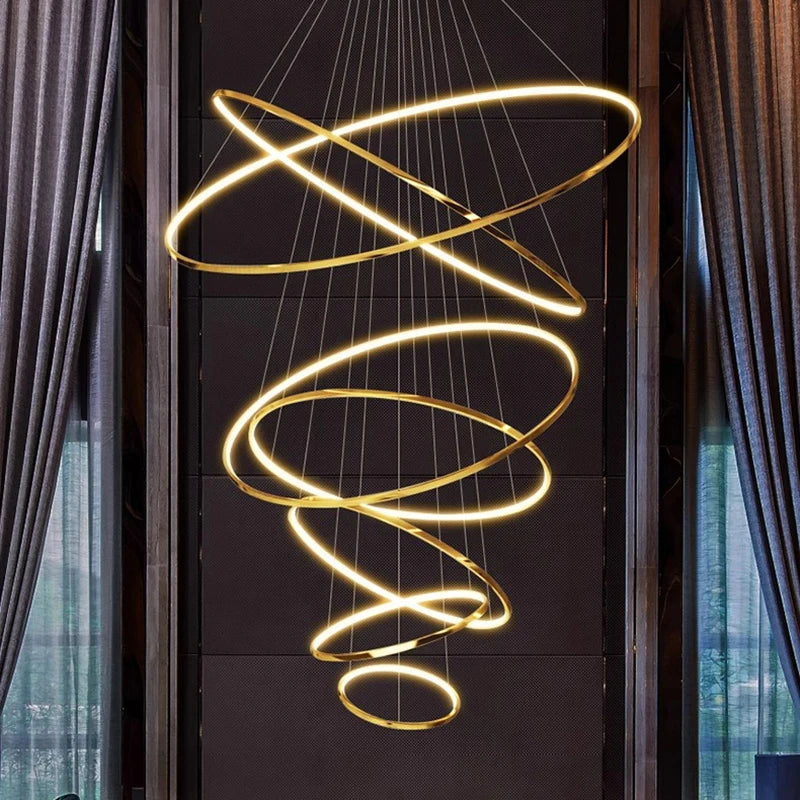 Modern Home Decor LED Lights Pendant Light Lamps for Staircase Chandeliers for Living Room Hanging Light Indoor Lighting