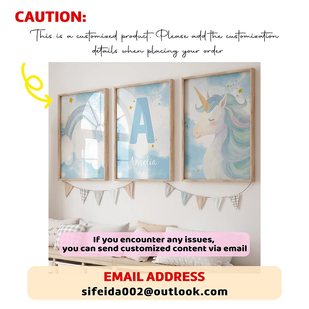 3pcs Personalized Custom Name Cartoon Football Wall Art Print Picture Canvas Poster Painting For Living Room Home Decor