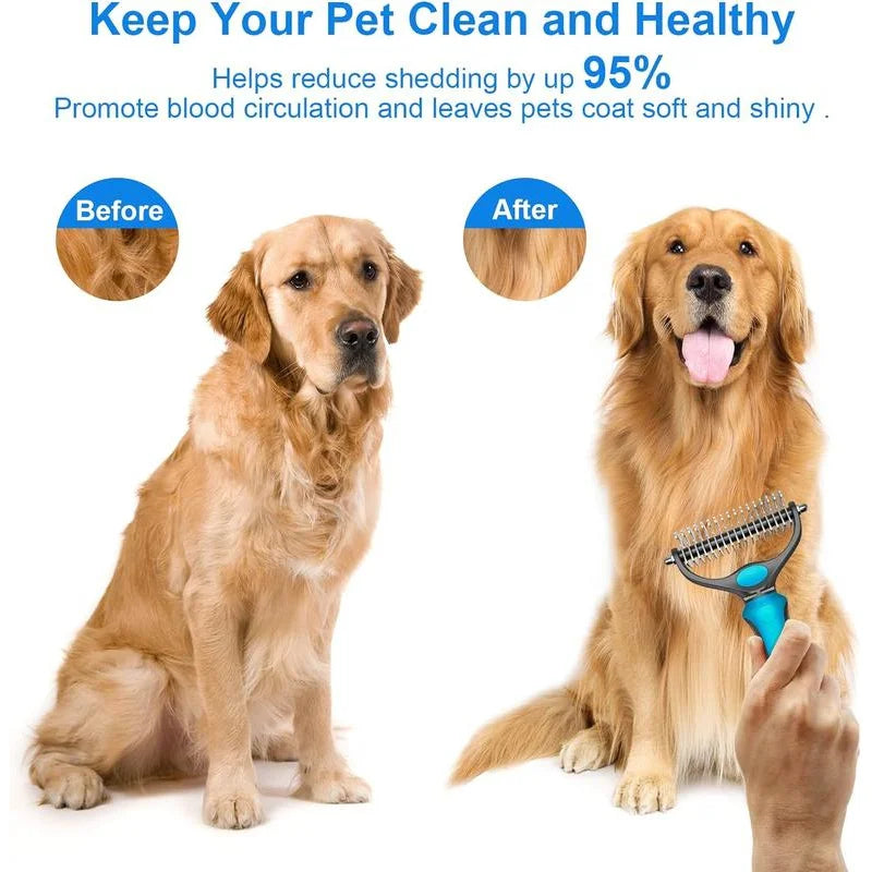 2-Sided Pet Deshedding & Dematting Brush