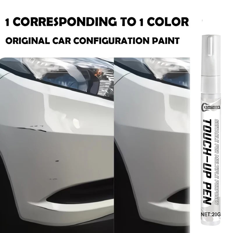 White Car Touch-Up Paint Pen, Scratch Repair and Color Restoration Tool for Auto Paint Surface and Minor Chips