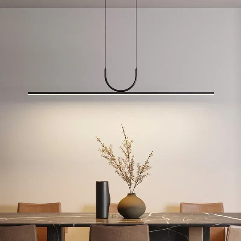 Nordic Minimalist LED Ceiling Chandelier for Dining Living Room Table Kitchen Island Simple Pendant Lamp Indoor Lighting Fixture