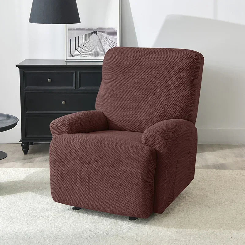 1/2/3 Seater Recliner Sofa Cover Jacquard Solid Color Stretch Couch Coushion Solid Color Sofa Slipcover for Living Room Home