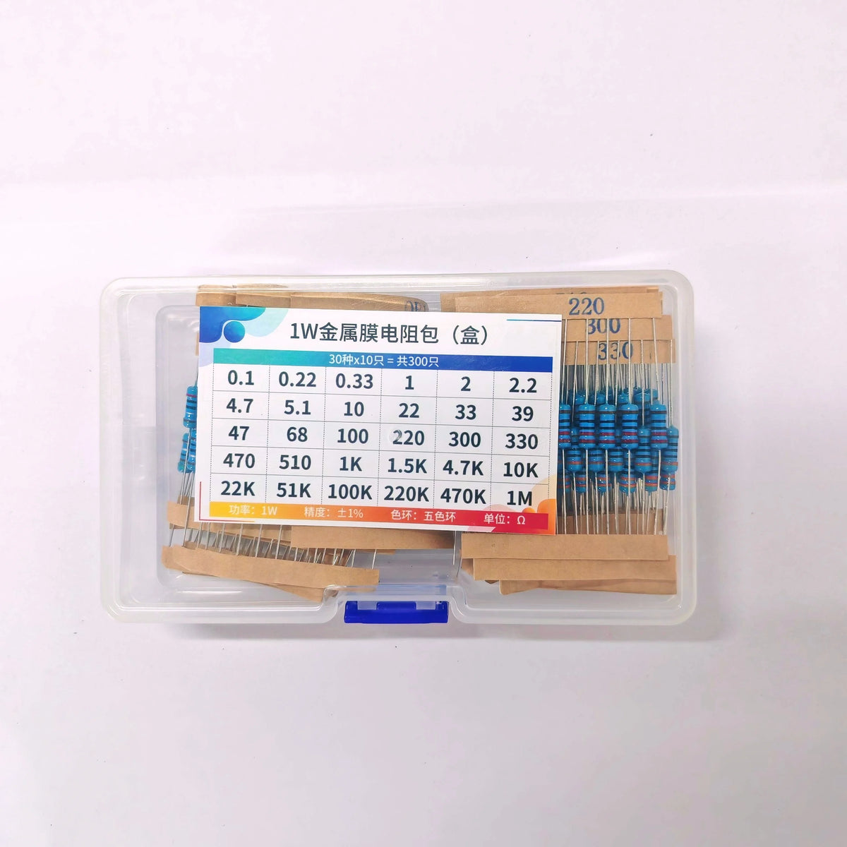 1/4W 1/2W 1W 2W 3W Resistor Set Resistance 1% 1/4W 1/2W 1W 2W 3W Metal Film Resistors Kit Ohm Electronic Components Kit
