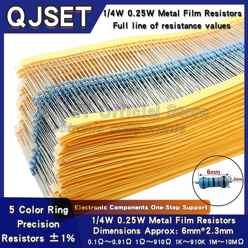 100pc 1% Metal Film Resistors, 1/4W