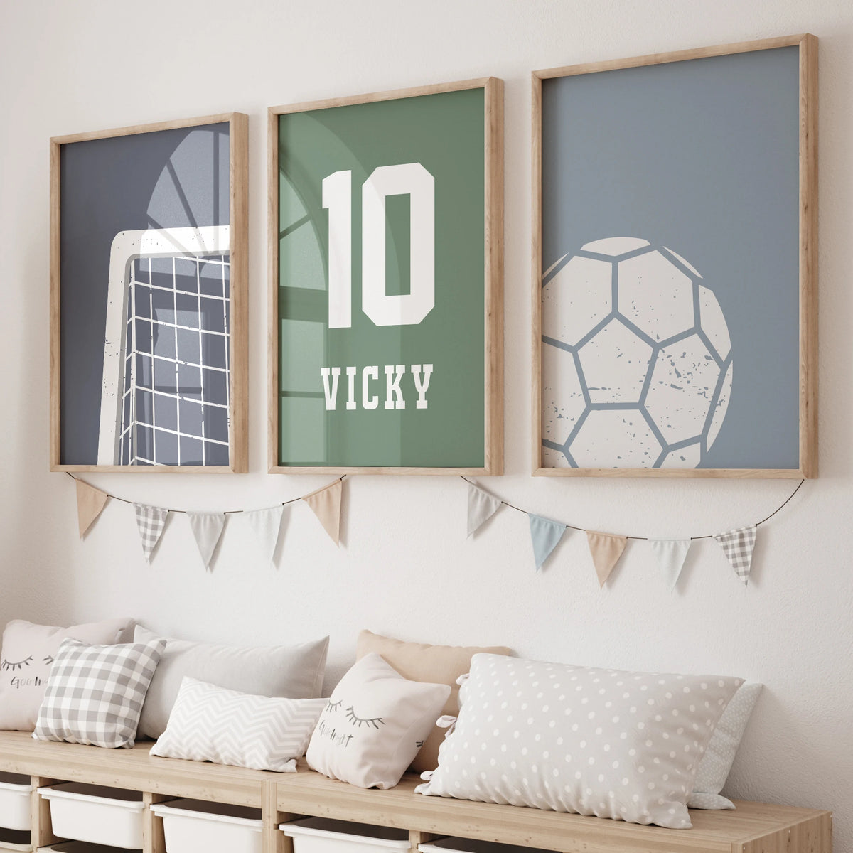 3pcs Personalized Custom Name Cartoon Football Wall Art Print Picture Canvas Poster Painting For Living Room Home Decor