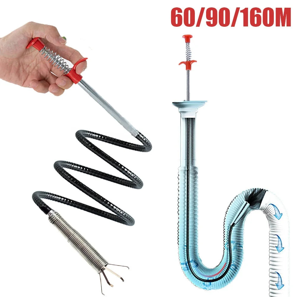 Bathroom Spring Pipe Dredging Tools Kitchen Sink Cleaning Hair Catcher Hair Clog Remover Grabber for Shower Drains Bath Basin