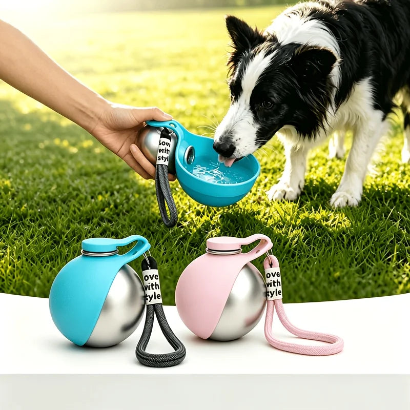 285ml Stainless Steel Dog Water Bottle with Bowl