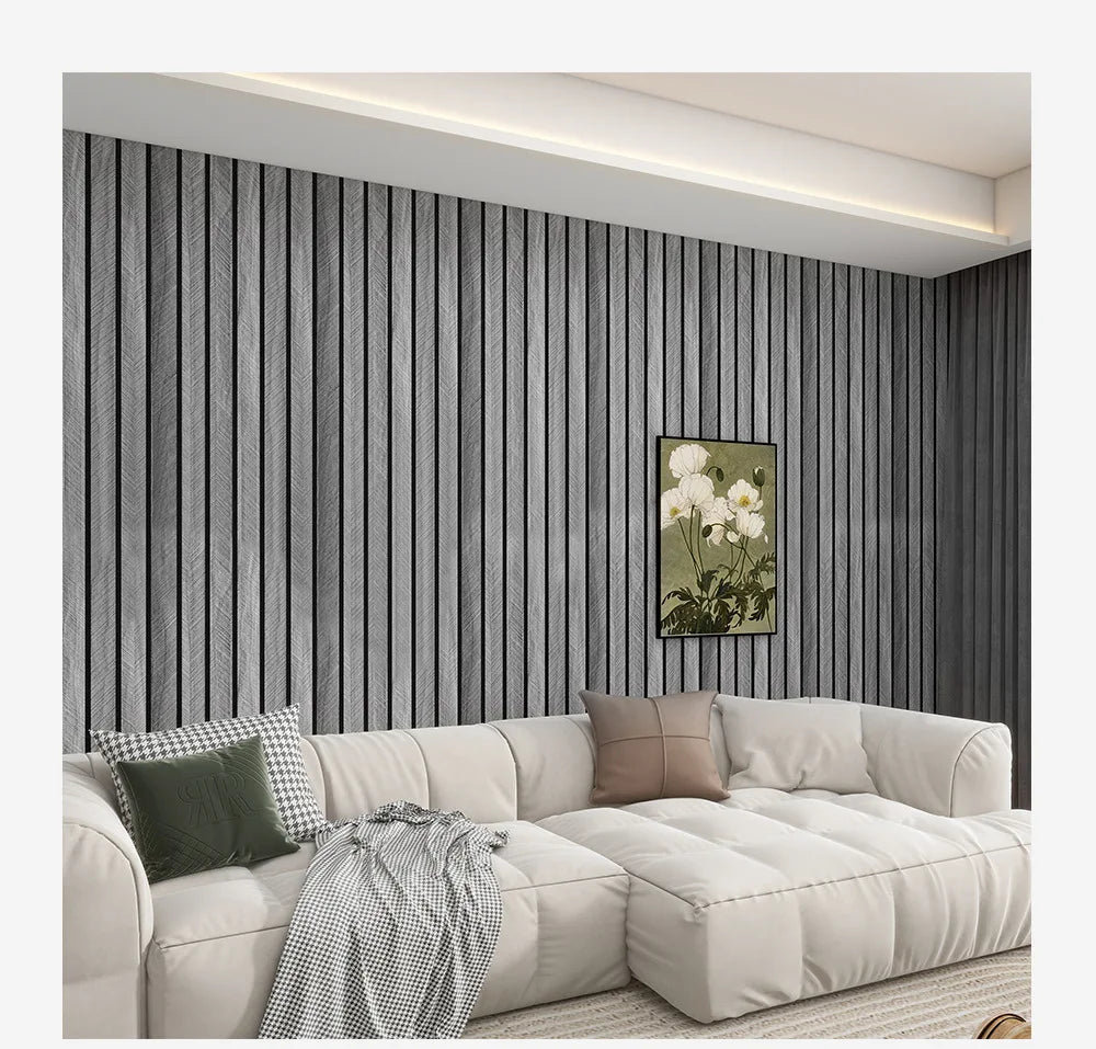 Self-Adhesive Wood Grain Wall Panels, Waterproof 3D Grille Sticker for TV Background, Living Room Bedroom Home Decor