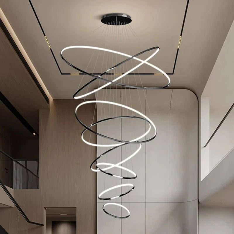 Modern Home Decor LED Lights Pendant Light Lamps for Staircase Chandeliers for Living Room Hanging Light Indoor Lighting
