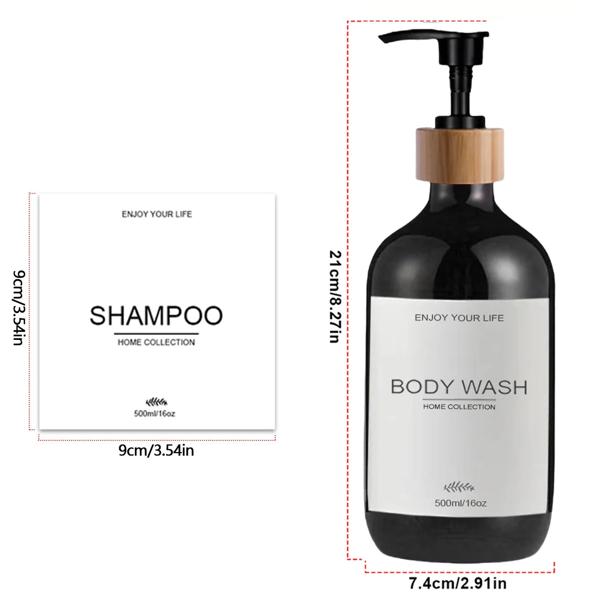 500ml Refillable Soap Dispenser Bottle – Waterproof Labels