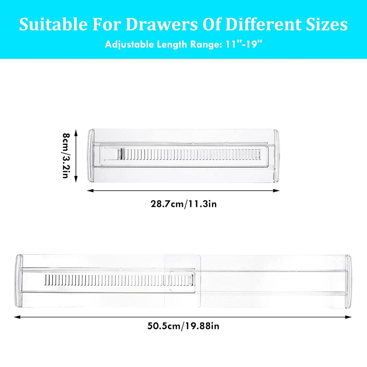 Expandable Clear Drawer Organizer Set – 6/8/10/12 Pack