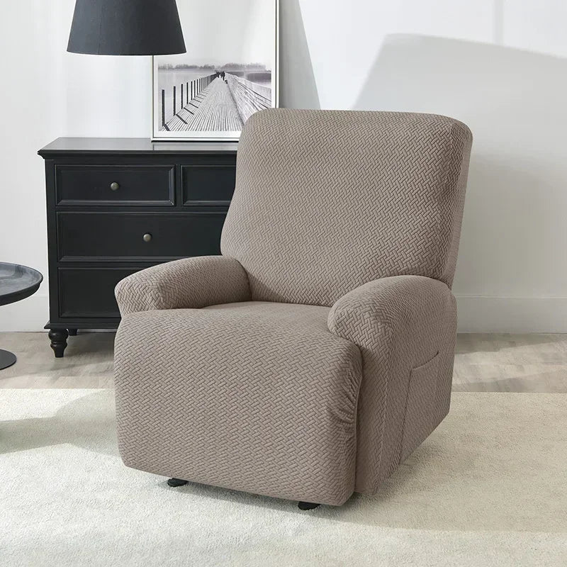 1/2/3 Seater Recliner Sofa Cover Jacquard Solid Color Stretch Couch Coushion Solid Color Sofa Slipcover for Living Room Home