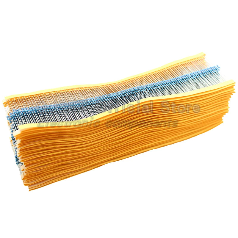 100pcs 1/4W Metal Film Resistor Element 1% 0.25W 1K 1.5K 2.2K 4.7K 10K 22K 47K 100K 470k 100 220  4K7 Ohm 5 Color Ring Resistors