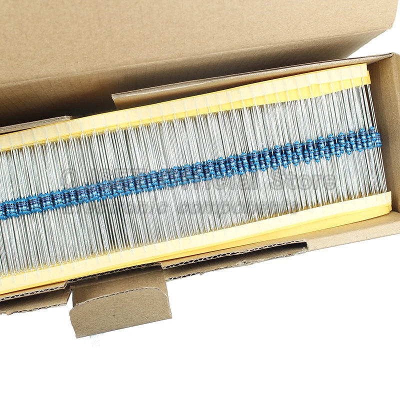 100pcs 1/4W Metal Film Resistor Element 1% 0.25W 1K 1.5K 2.2K 4.7K 10K 22K 47K 100K 470k 100 220  4K7 Ohm 5 Color Ring Resistors