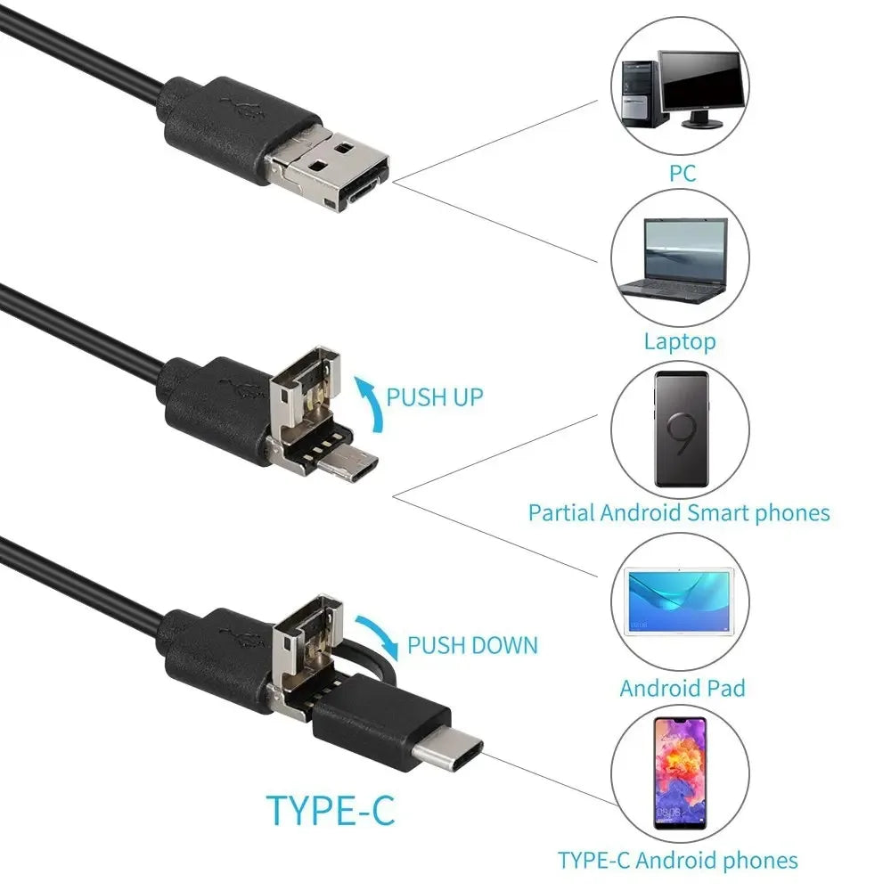 New 8mm Endoscope Camera 1080P HD USB Endoscope With 8 LED 1/2/5M Flexible Cable Inspection Borescope for Android PC