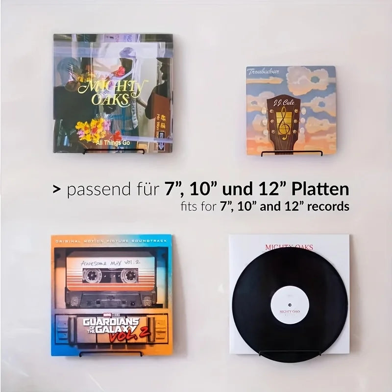 4pcs/2pcs Elegant Matte Black Metal Vinyl Record Wall Mount - Stylish Storage and Display, Perfect Living Room Decoration