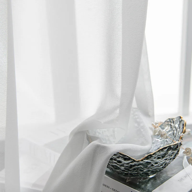 Cream White Sheer Voile Curtains – Multiple Sizes
