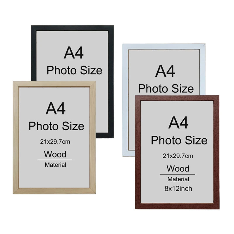 A4 Wooden Picture Frame for Wall or Desk Display