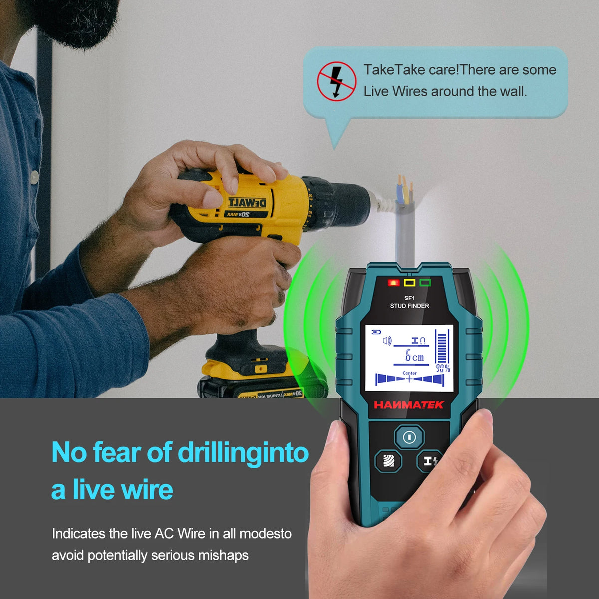 HANMATEK SF1 Wall Stud, Metal & Live Wire Finder