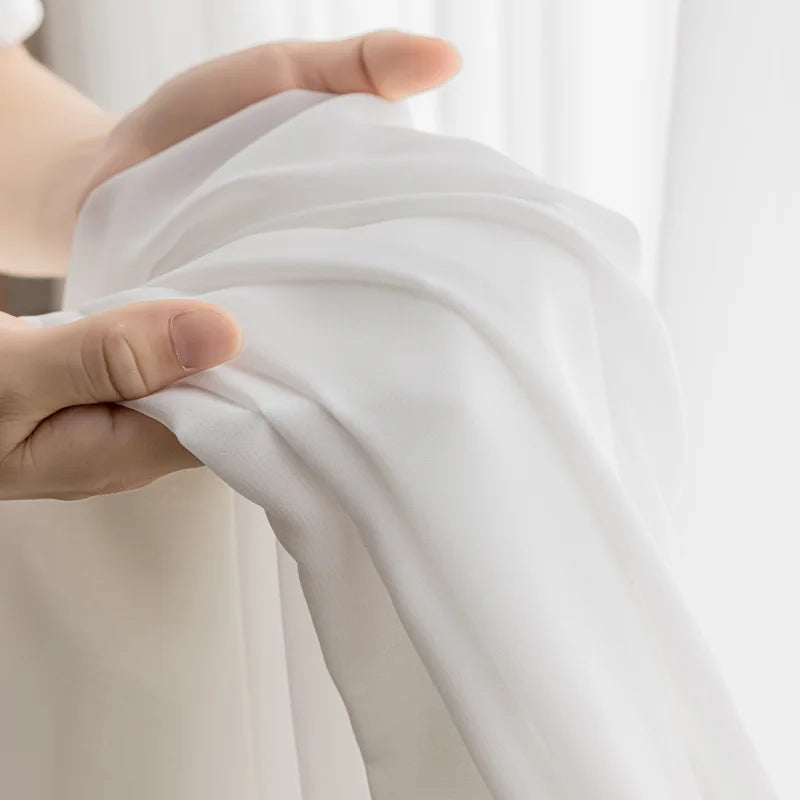 Cream White Sheer Voile Curtains – Multiple Sizes