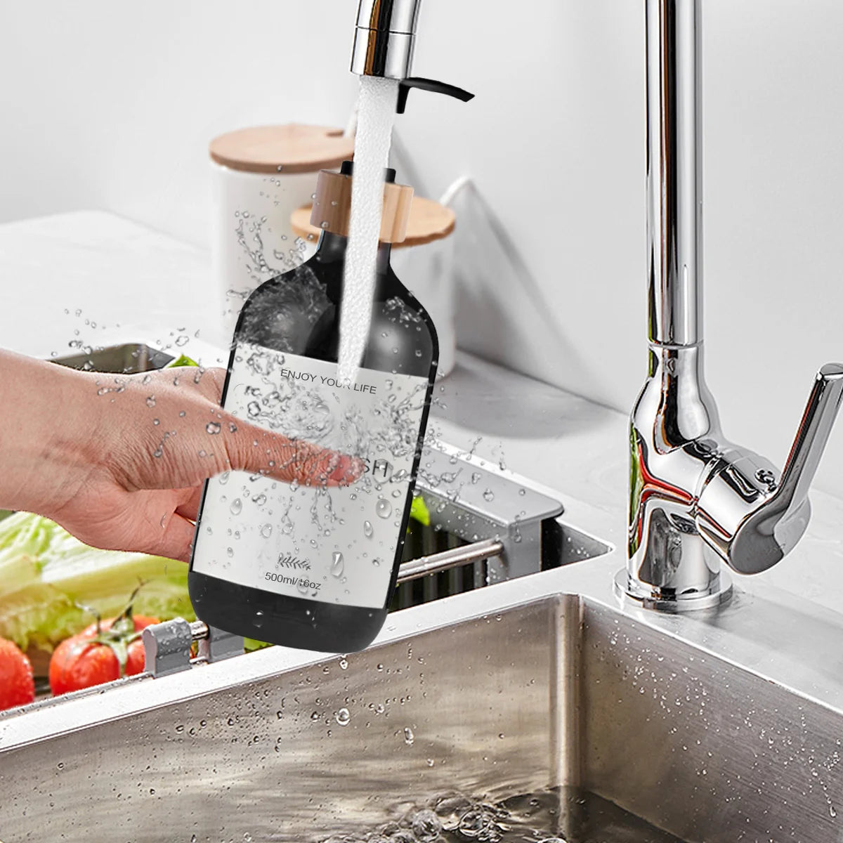 500ml Refillable Soap Dispenser Bottle – Waterproof Labels