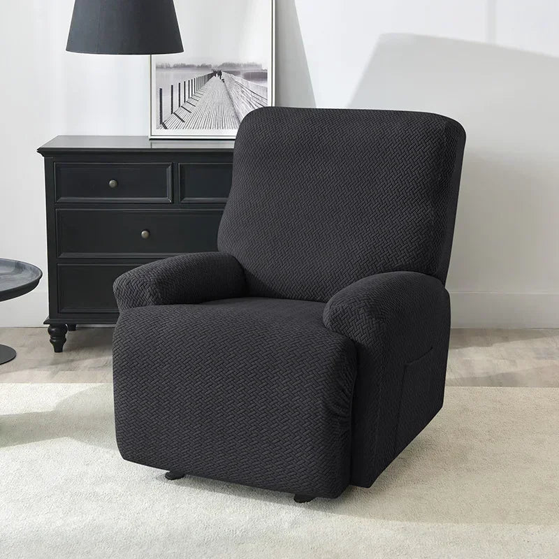 1/2/3 Seater Recliner Sofa Cover Jacquard Solid Color Stretch Couch Coushion Solid Color Sofa Slipcover for Living Room Home