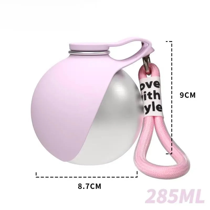 Dog Water Bottle Stainless Steel 285ml Portable Dog Drinker Leak Proof Feeder Dog Bottle 2 in 1 Silicon Bowl Travel Pet Supplies