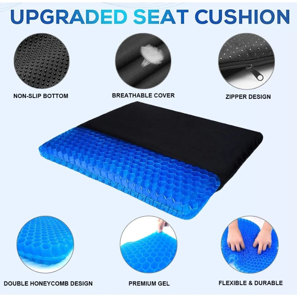 Gel Seat Cushion Summer Breathable Honeycomb Design For Pressure Relief Back Tailbone Pain for Home Office Wheelchair Chair Cars
