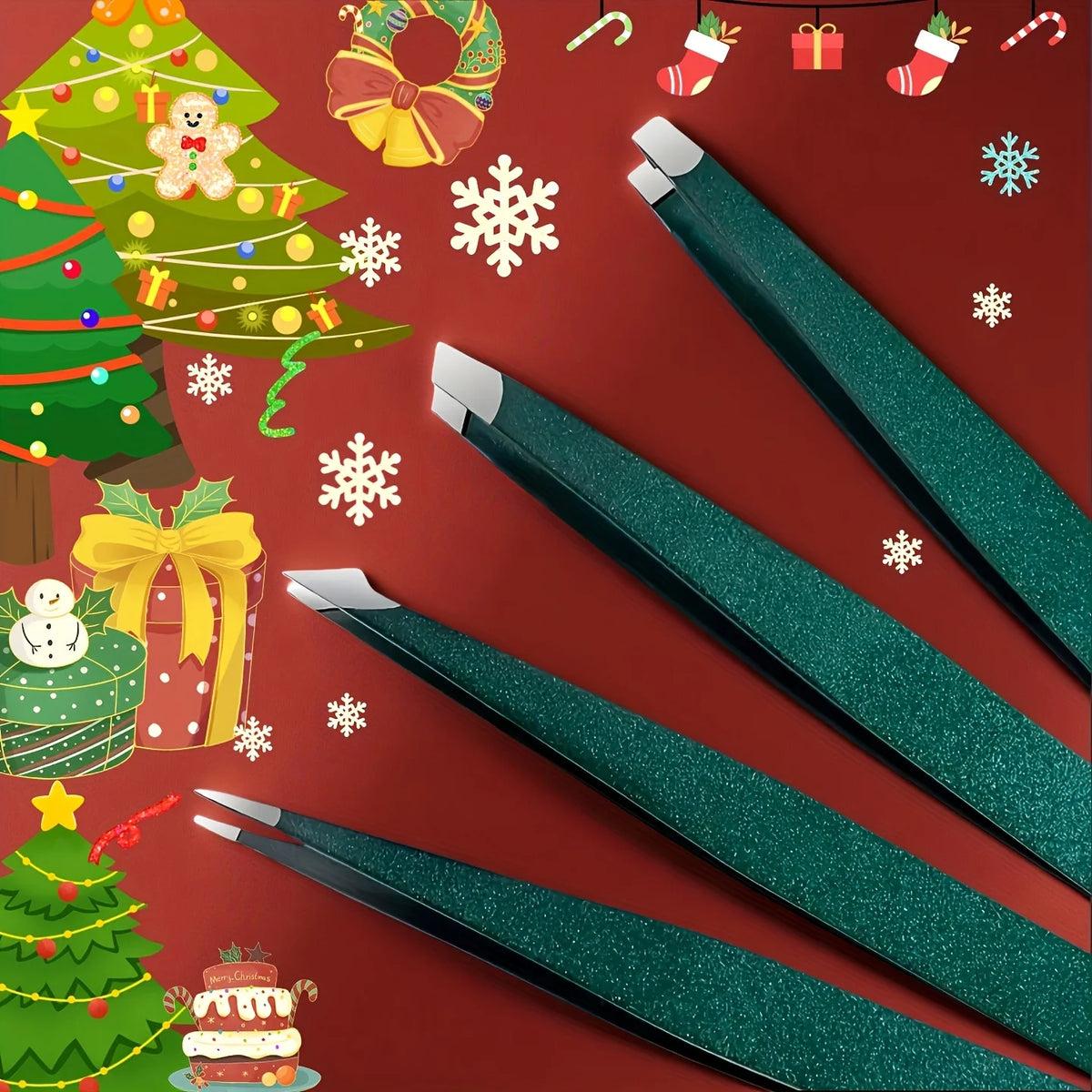 4-Piece Stainless Steel Eyebrow Tweezer Set